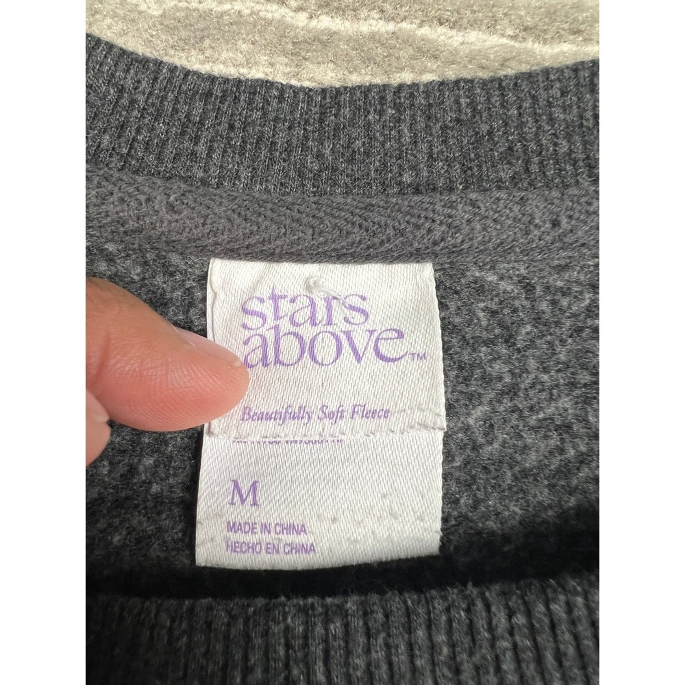 Stars Above Sweatshirt Womens M Gray Beautifully Soft Fleece Crew Neck Relaxed - Picture 5 of 10